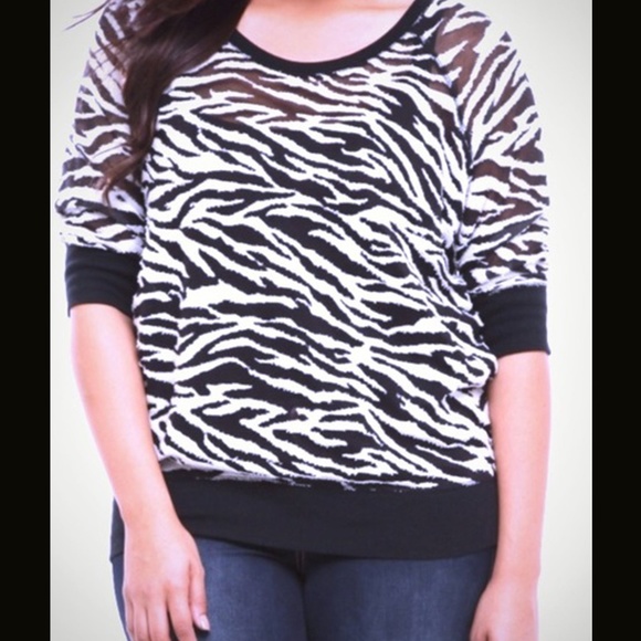 Torid Zebra Print Sweater 3/4 Sleeves Size 0 XL - Picture 1 of 6